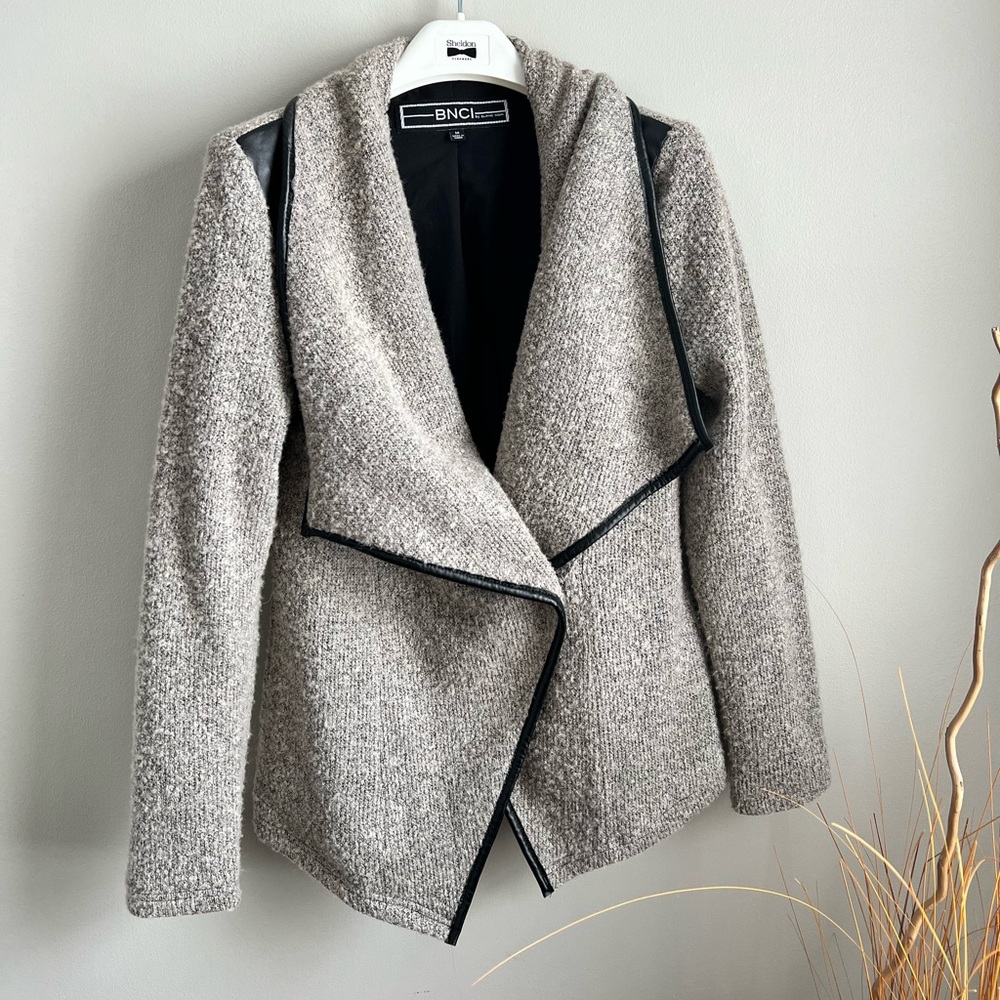 BNCI by Blanc Noir Contrast Leather Blazer Jacket size M
